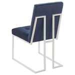 ZUN Blue and Chrome Tufted Back Dining Chair B062P153702