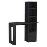 Writing Desk With Bookcase and Cabinet, Black B097120596