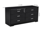 ZUN WOOD MDF BOARDS, 6 Drawers Dresser, Black W370P159970