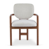 Dining Chairs Set of 2 Upholstered Arm Chairs, Rubber Wood Accent Chairs Beige Fabric Seating, 300 N779P233060B