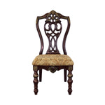 ZUN Formal Traditional Dining Chairs 2pc Set Dark Cherry Finish with Gold Tipping Jacquard Fabric B01178666