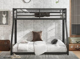 Metal Twin XL over Queen Bunk Bed for Teens and Adults,Noise Reduced/No Box Spring Needed, Black W1580P243343