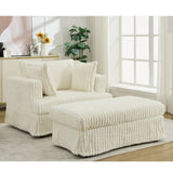 47.7'' Oversized Corduroy Chaise Longue with Ottoman, Deep Seat Reclining Chair Sofa, W1628P206066