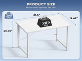 31" Computer Desk Gaming Table Home Office Writing Study Workstation with Sturdy Metal Frame, Pure 08555992