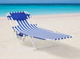 Face-Down Folding Beach Lounger with Backpack Straps, Blue & White Stripe 73264804