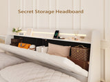 Full Floating Bed Frame LED Light and Charging Station Upholstered Platform Bed Frame Full Size W636P311067