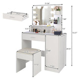 ZUN Large Vanity Set with 10 LED Bulbs, Makeup Table with Cushioned Stool, 3 Storage Shelves 1 Drawer 1 73717191