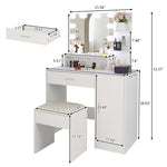 ZUN FCH Large Vanity Set with 10 LED Bulbs, Makeup Table with Cushioned Stool, 3 Storage Shelves 1 50529710