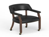Gorman Dining and Game Chair in Walnut with Black Faux Leather B050P412222