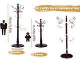 Freestanding Wooden Coat Rack, Vintage Natural Birch Wood Coat Tree with Hooks, Sturdy Hall Tree for 19301704