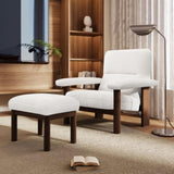 U-Can Modern Accent Chair with Ottoman, Mid Century Lounge Chair with footrest, Comfy Fabric N724P261932K
