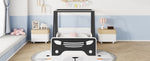 ZUN Twin Size Car-shaped Bed with Roof,Wooden Twin Floor Bed with wheels and door Design,Montessori 07290986