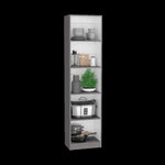 ZUN Home Xs Bookcase with 5-Tier Shelves and Slim Design -Matt Gray / White -Office B200137836