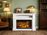 32" Electric Fireplace with Mantel & Shelf, 1400W Freestanding Heater with LED Log Flame & Remote 49165715