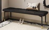 59*17 Inch Multifunctional Black Shoe Bench - Faux PU Cushion, Sturdy Metal Legs With Gold W1151P214997