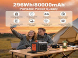 Portable Power Station, 296Wh 80000mAh Lithium Battery with 300W AC Outlets for Outdoor 48488177
