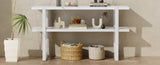 TREXM Retro Elegant Console Table with Marble-Effect Top and Versatile Storage Solutions for N715P196906K