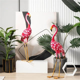 2-Piece Flamingo Ornament Set - Stunning Gradient Feathers Metal Statues Outdoor Garden/Patio Decor 18286522