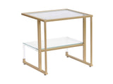 Golden Side Table, 2-Tier Acrylic Glass End Table for Living Room&Bedroom 26797916