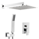 ZUN Bathroom Luxury Rain Mixer Combo Set Wall Mounted Rainfall Shower Head System Polished Chrome, W1932123650