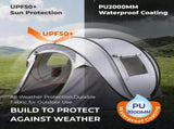4 Person Pop Up Tent for Camping, Waterproof Instant Family Tent with Front Awning, Automatic Tent 60135148