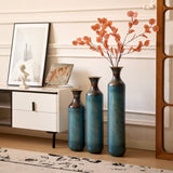 Floor metal vase modern style decoration droplet shaped white metal vase 3-piece set gorgeous W2796P290478