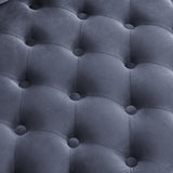 Velvet Upholstered Swivel Chair for Living Room, with Button Tufted Design and Movable Wheels, W487124834