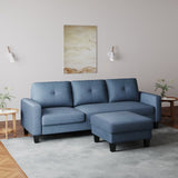 ZUN Living Room Furniture with Polyester Fabric L Shape Couch Corner Sofa for Small Space Blue W1097P178039