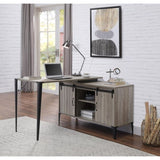 L-Shape Writing Desk with Side Cabinet, Gray Oak and Black B016P317517