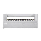 1pc Daybed with Trundle Gray Fabric Upholstery Wooden Frame Modern Home Furniture B011P256690