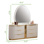 ZUN Gold Detailed 6-Drawer Dresser made with Wood in White B00955980