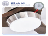 42" Solid Wood Blades Ceiling Fan with Lights Remote Control,Quiet DC Motor 3 Blade Ceiling Fans 6 W3596P460816