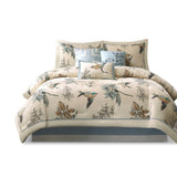 7 Piece Printed Cotton Twill Comforter Set Khaki Cal King B03597226