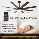 72" Ceiling Fan with Light, 6-Speed Remote Control, Reversible DC Motor, Modern 8 Blades with W1962P347489