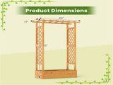 70" Tall Pine Wood Raised Garden Bed with Trellis & Flat Roof, Open-Ended Base Planter for Climbing 88382726