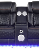 Challenger Modern Contemporary LED Power Recliner Loveseat with console, storage, stainless cup B009P294748