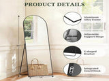 59"x16" Arched Full Length Mirror Freestading Full Body Floor Mirror, Black 29057953