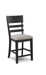 ZUN 2pc Black/Gray Counter Height Chair Upholstered Seat Ladder Back Wooden Dining Room Furniture B011P261223