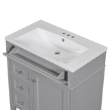 ZUN 30'' Bathroom Vanity with Top Sink, Modern Bathroom Storage Cabinet with 2 Drawers and a Tip-out 43722201