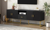 ZUN U-Can Modern TV Stand for TV up to 70 Inches,TV Cabinet with 1 Drawer, 2 Cabinets and Metal Legs, N724P198472B