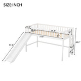 ZUN Twin Size Low Loft Bed with Ladder and Slide,White 74563380