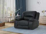 39" Wide Faux Leather Manual Swivel Standard Recliner 62814.00BLK