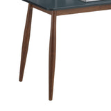 ZUN Roskilde Mid-Century Modern Wood Writing Desk with Hutch, Grey T2574P164624