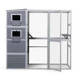 Large Wooden Cat Enclosure with Waterproof Roof and Platforms, Gray W2181P181957