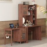 Computer Desk with 90 Degree Rotating Desktop, 43x70 Inch Office Desk with Storage Drawer and N733P279101D