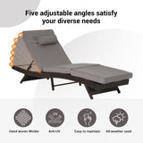 Outdoor Wicker Long Reclining Chair Set of 2 , Wicker Reclining Lounge Chair Lawn Sunbathing Chairs 32993251