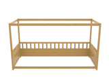 Twin Size Canopy Bed Frame with Guardrails for Kids,Floor Bed Twin with Four Poster Design,Kids W1858P252839