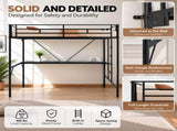 Full Size Metal Loft with Desk, LED Light Strip & Power Outlet, Heavy Duty Round Tube High Loft 98132529