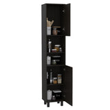 Hobart Pantry, Four Legs, Three Interior Shelves, Two Shelves, Two Cabinets -Black B07091870