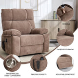 ZUN Brown Heat Massage Dual Motor Infinite Position Up to 350 LBS Large Electric Power Lift Recliners W1803P264024